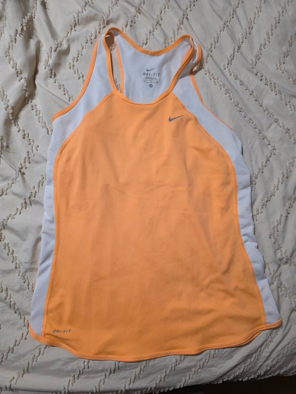 Nike Peach-Orange and White Dri-FIT Racerback Tank